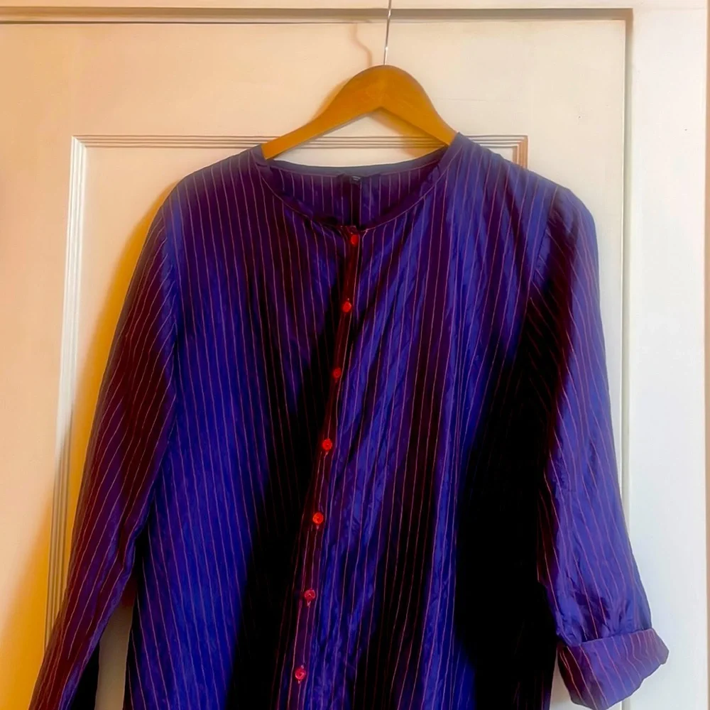 Eileen Fisher Purple Striped Button-Front Jacket